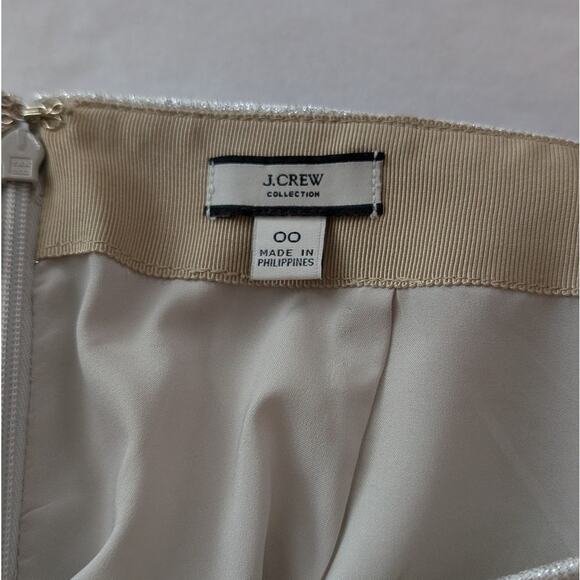 J.Crew Collection Button-front Mini Skirt in Metallic Silver Gray Lamé, size 00 - Picture 4 of 8